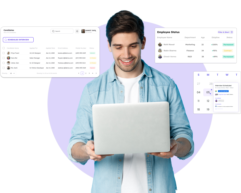 An automated hiring solution to streamline recruitment, from resume parsing to offer letter generation.